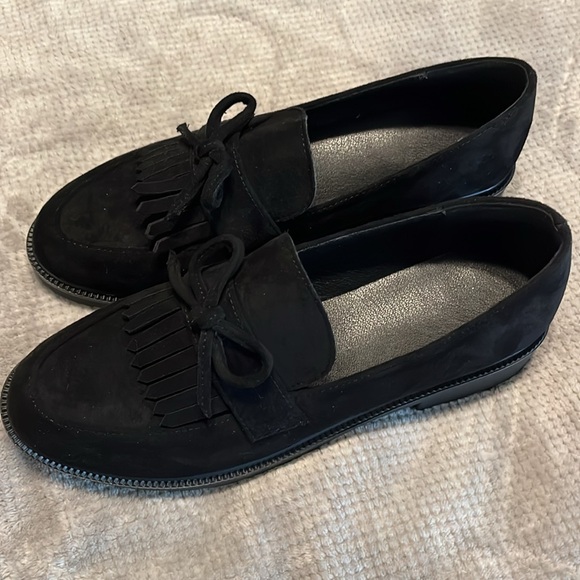 BLACK FAUX SUEDE TASSEL TIE LOAFTER NIB SIZE 7 - Picture 4 of 7